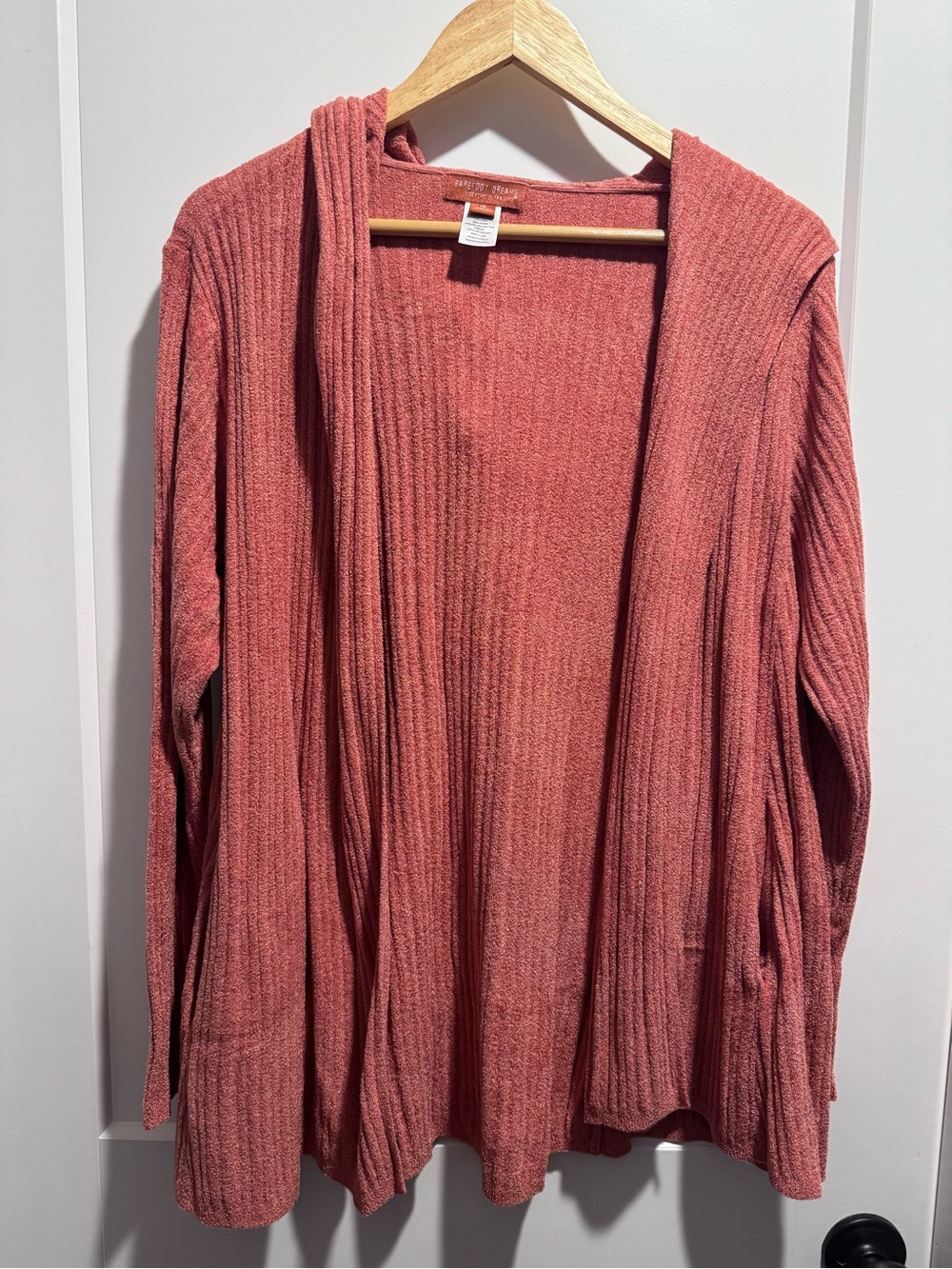 Barefoot Dreams Ribbed Open-Front Cardigan - Teracotta